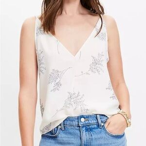 Loft Leaf Motif V-Neck & V-Back Top NWT